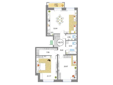 3-комнатная 102.73 кв.м, ЖК Modum (Модум), 28 141 323 руб.