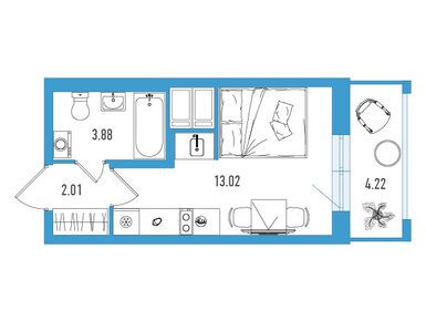 Планировки студии в ЖК «Искра Сити»