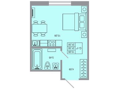 Планировки студии в ЖК «Стороны света-2»