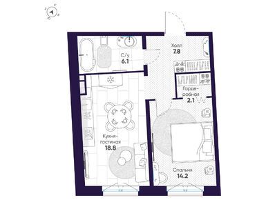 Планировки однокомнатные в ЖК «ЛДМ»