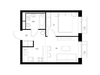 1-комнатная 31.20 кв.м, Витебский парк, 9 313 200 руб.