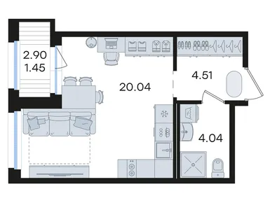 Студия 30.04 кв.м, ЖК «Глоракс Парголово», 6 439 999 руб.