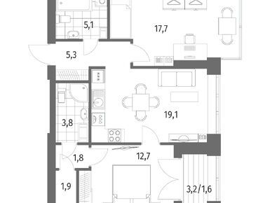 2-комнатная 69.00 кв.м, ЖК «Наука», 21 304 000 руб.