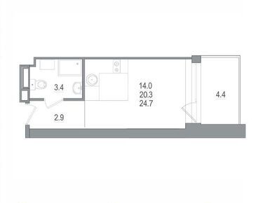 Студия 24.70 кв.м, «Морская Ривьера», 17 720 149 руб.