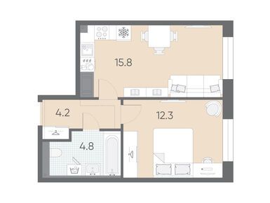 Планировки однокомнатные в ЖК «Большая Охта»