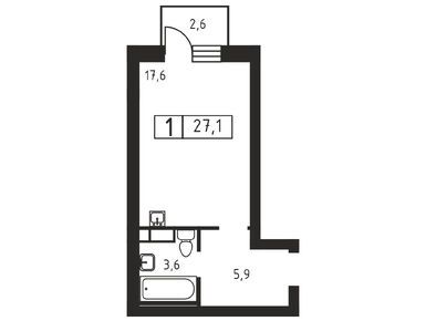 Студия 27.10 кв.м, ЖК «Шотландия», 3 143 600 руб.