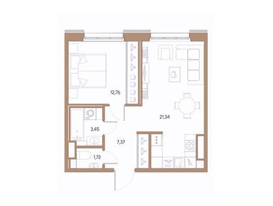 1-комнатная 46.66 кв.м, ЖК «Черная речка, 41», 28 320 000 руб.