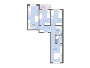 Планировки трехкомнатные в ЖК «Ручьи»