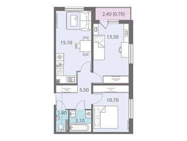 Планировки двухкомнатные в ЖК «Ржевский парк»