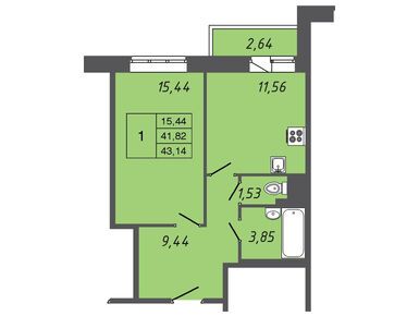 Планировки однокомнатные в ЖК «Апрель»