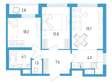 Планировки трехкомнатные в ЖК AEROCITY (Аэросити)