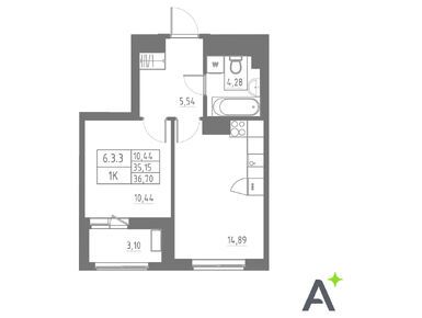 Планировки двухкомнатные в ЖК «Аквилон Солар»