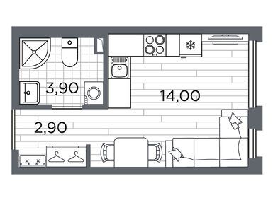Студия 21.60 кв.м, ЖК «Плюс Пулковский», 5 698 080 руб.