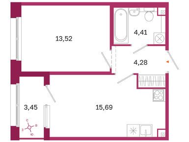 1-комнатная 37.90 кв.м, ЖК «Дом на Курской», 16 117 165 руб.