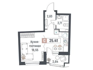 Студия 25.41 кв.м, ЖК «Авиатор», 4 315 647 руб.