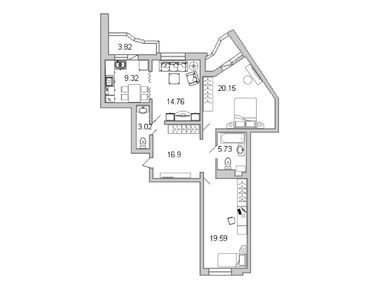 3-комнатная 92.50 кв.м, ЖК «Лондон Парк», 15 000 537 руб.