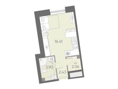 Студия 24.80 кв.м, ЖК «Бульвар Грина», 9 530 640 руб.