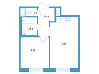Планировки однокомнатные в ЖК «Старлайт»