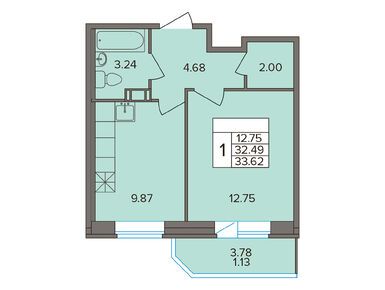 Планировки однокомнатные в ЖК «Капральский»