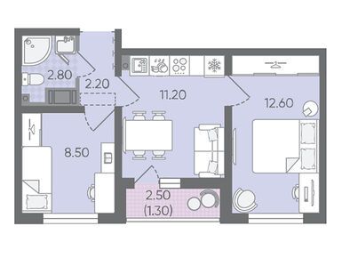 Планировки двухкомнатные в ЖК «Цветной город»