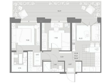2-комнатная 54.64 кв.м, ЖК ALPEN (Альпен), 28 532 656 руб.