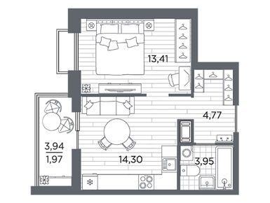 Планировки однокомнатные в ЖК Respect (Респект)