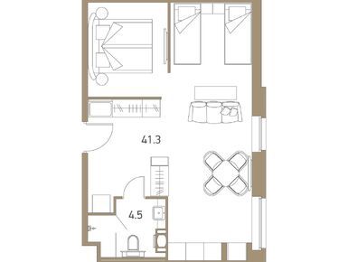 1-комнатные 46.20 кв.м, VIDI (Види), 17 556 000 руб.