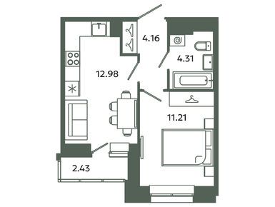 Планировки однокомнатные в ЖК «Загляденье»