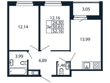 Планировки трехкомнатные в ЖК «Полис Новоселье»