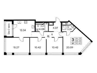 Планировки трехкомнатные в ЖК GloraX PREMIUM Василеостровский (Глоракс Премиум Василеостровский)