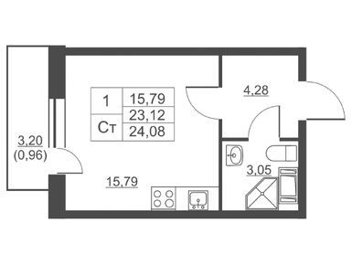 Планировки студии в ЖК «Невские панорамы»