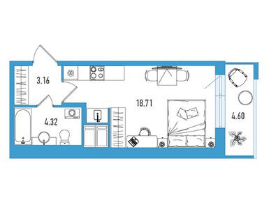 Студия 27.57 кв.м, ЖК «Искра Сити», 6 203 250 руб.