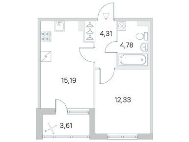 1-комнатная 36.61 кв.м, ЖК «Югтаун», 8 786 400 руб.