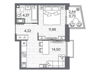 Планировки однокомнатные в ЖК Respect (Респект)