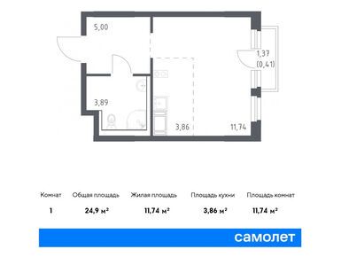 Студия 24.90 кв.м, ЖК «Новое Колпино», 4 647 456 руб.