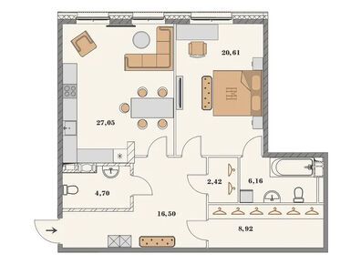 1-комнатная 86.40 кв.м, Клубный дом MANHATTAN (Манхэттэн), 47 348 132 руб.