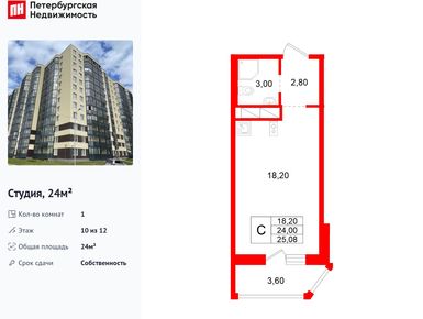 Студия 24.00 кв.м, ЖК «Аннинский парк», 2 947 200 руб.