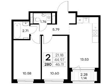 Планировки двухкомнатные в ЖК GloraX Новоселье (Глоракс Новоселье)