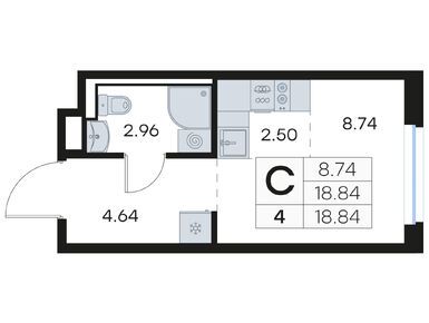 Студия 18.84 кв.м, ЖК GloraX Новоселье (Глоракс Новоселье), 3 629 999 руб.