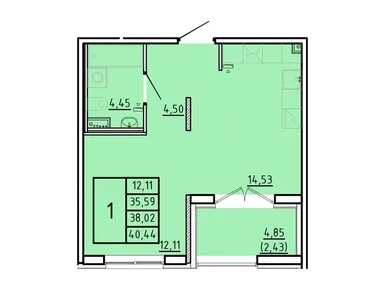1-комнатная 35.59 кв.м, ЖК «Образцовый квартал 16», 7 534 403 руб.