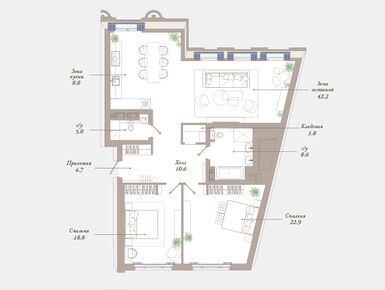 2-комнатная 117.47 кв.м, ЖК «Приоритет», 180 600 000 руб.