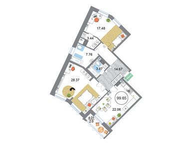 2-комнатная 99.65 кв.м, ЖК Modum (Модум), 26 841 112 руб.