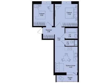 Планировки трехкомнатные в ЖК iD Kudrovo II (Айди Кудрово 2)
