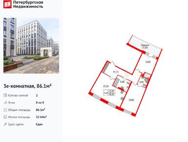 Планировки двухкомнатные в ЖК Grand View (Гранд Вью)