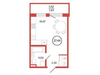 Студия 27.44 кв.м, ЖК «Энфилд», 5 062 680 руб.