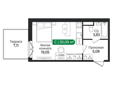 Студия 30.09 кв.м, ЖК «Сертолово Парк», 6 379 080 руб.