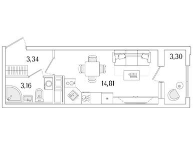 Студия 22.96 кв.м, ЖК «Гранат», 10 360 519 руб.