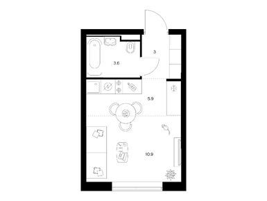 Студия 23.40 кв.м, Янинский лес, 4 310 280 руб.