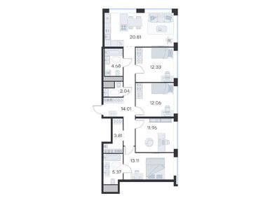 Планировки четырехкомнатные в ЖК GloraX PREMIUM Василеостровский (Глоракс Премиум Василеостровский)