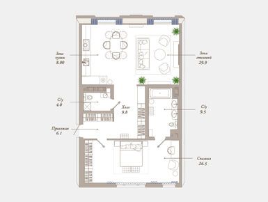 1-комнатная 89.86 кв.м, ЖК «Приоритет», 93 800 000 руб.